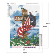 Load image into Gallery viewer, American Flag on Cross 30x40cm(canvas) full round drill diamond painting
