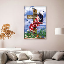 Load image into Gallery viewer, American Flag on Cross 30x40cm(canvas) full round drill diamond painting
