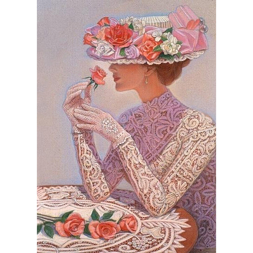 Elegant Lady 30x40cm(canvas) partial special shaped drill diamond painting