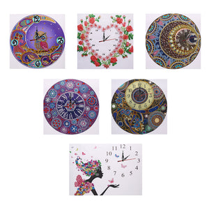 DIY Rhinestone Clock Part Drill Special Shaped Diamond Mosaic Painting Kit