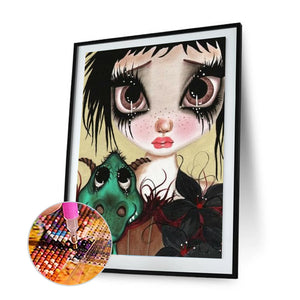 Girl & Animal 30x40cm(canvas) full round drill diamond painting