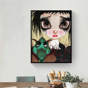 Girl & Animal 30x40cm(canvas) full round drill diamond painting