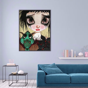 Girl & Animal 30x40cm(canvas) full round drill diamond painting