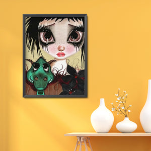 Girl & Animal 30x40cm(canvas) full round drill diamond painting