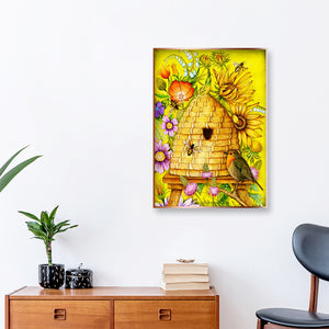 Bee Nest Flower 30x40cm(canvas) partial special shaped drill diamond painting