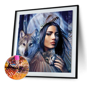 Figure Wolf Girl 40x40cm(canvas) full round Drill diamond painting