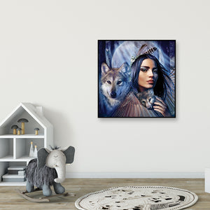 Figure Wolf Girl 40x40cm(canvas) full round Drill diamond painting