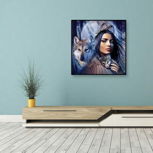 Figure Wolf Girl 40x40cm(canvas) full round Drill diamond painting