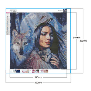 Figure Wolf Girl 40x40cm(canvas) full round Drill diamond painting