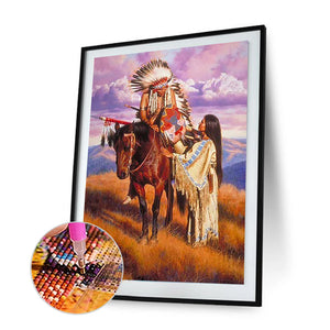 Figure Indians 30x40cm(canvas) full round Drill diamond painting