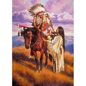 Figure Indians 30x40cm(canvas) full round Drill diamond painting