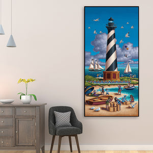 Seaside Light House 40x80cm(canvas) full round drill diamond painting