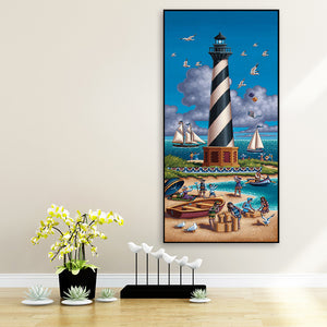 Seaside Light House 40x80cm(canvas) full round drill diamond painting