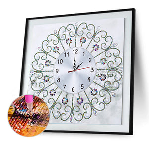 DIY Rhinestone Flower Clock Part Drill Special Shaped Diamond Painting Kit