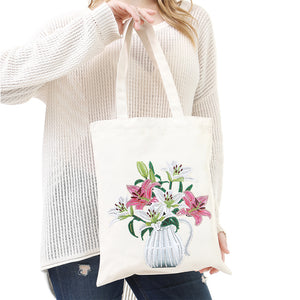 DIY Vase Diamond Painting Shopping Tote Bags Mosaic Kit Art Drawing (BB029)