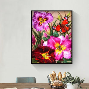 Flower 30x40cm(canvas) partial special shaped drill diamond painting
