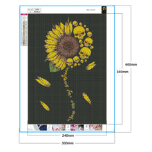 Load image into Gallery viewer, Skull &amp; Sunflower 30x40cm(canvas) full round drill diamond painting
