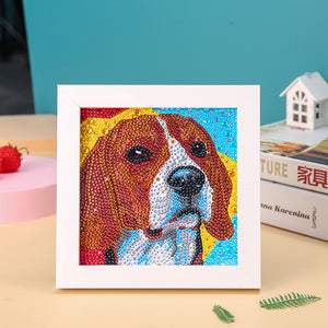 Dog with frame 15x15cm(canvas) full special shaped drill diamond painting
