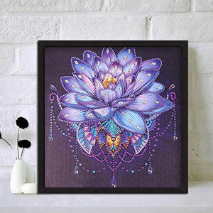 Lotus 30x30cm(canvas) partial special shaped drill diamond painting