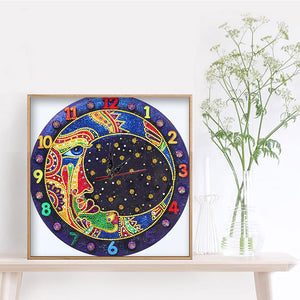 DIY Part Special Shaped Diamond Clock 5D Mosaic Painting Kit (Moon DZ611)