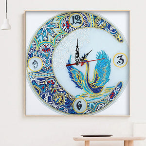 DIY Part Special Shaped Diamond Clock 5D Mosaic Painting Kit (Swan DZ612)