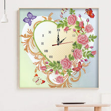 Load image into Gallery viewer, DIY Part Special Shaped Diamond Clock Mosaic Painting Kit (Butterfly DZ616)
