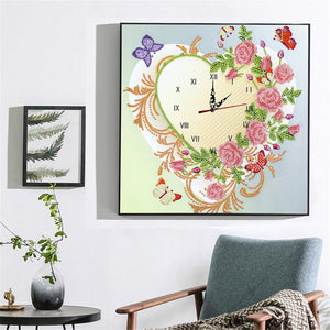 DIY Part Special Shaped Diamond Clock Mosaic Painting Kit (Butterfly DZ616)