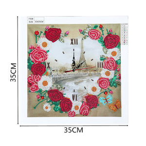 DIY Part Special Shaped Diamond Clock 5D Mosaic Painting Kit (Tower DZ619)