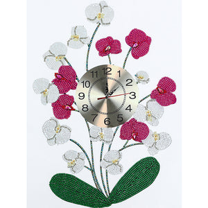 DIY Part Special Shaped Diamond Clock 5D Mosaic Painting Kit (Orchid DZ620)
