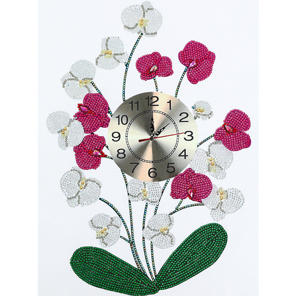 DIY Part Special Shaped Diamond Clock 5D Mosaic Painting Kit (Orchid DZ620)