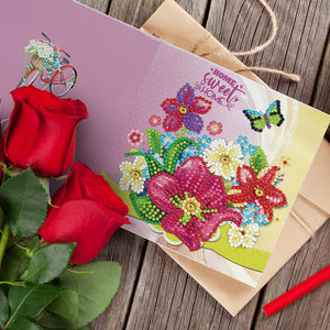Special Shaped Diamond Greeting Card Partial Drill Holiday DIY Postcards