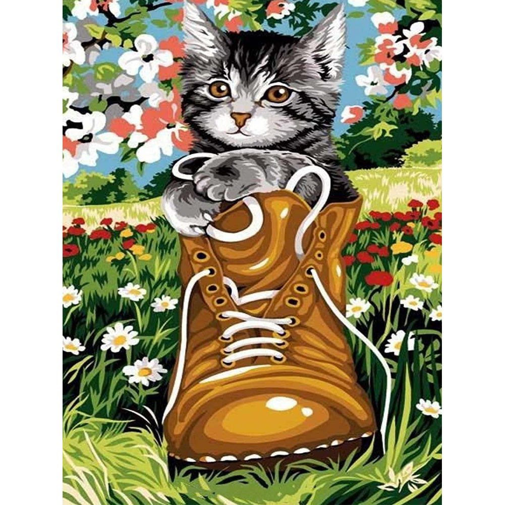 Flower Cat 30x40cm(canvas) full round drill diamond painting