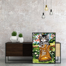 Load image into Gallery viewer, Flower Cat 30x40cm(canvas) full round drill diamond painting
