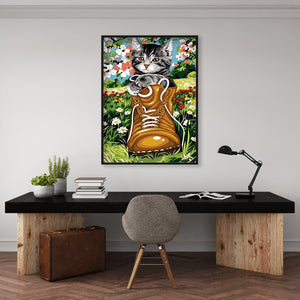 Flower Cat 30x40cm(canvas) full round drill diamond painting