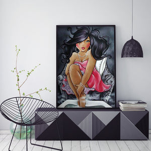 Lady 30x40cm(canvas) full round drill diamond painting