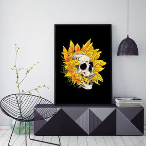 Sunflower Skull 30x40cm(canvas) full round drill diamond painting