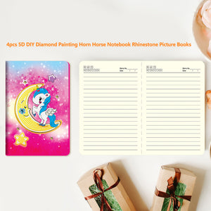 4pcs 5D DIY Diamond Painting Horn Horse Notebook Rhinestone Picture Books