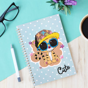 60 Pages Diamond Painting Notebook DIY Mosaic Diary Book (007 Cool Cat)