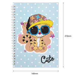 60 Pages Diamond Painting Notebook DIY Mosaic Diary Book (007 Cool Cat)