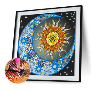 Sun & Moon 30x30cm(canvas) partial special shaped drill diamond painting