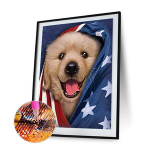 Flag Dog 30x40cm(canvas) full round drill diamond painting