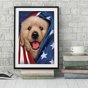 Flag Dog 30x40cm(canvas) full round drill diamond painting