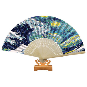 Waves - Painting By Numbers Folding Fan