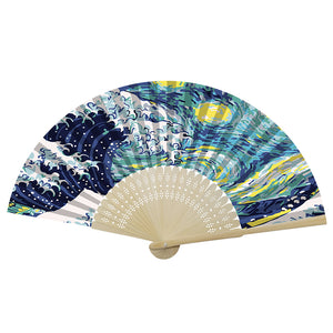 Waves - Painting By Numbers Folding Fan