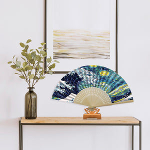 Waves - Painting By Numbers Folding Fan