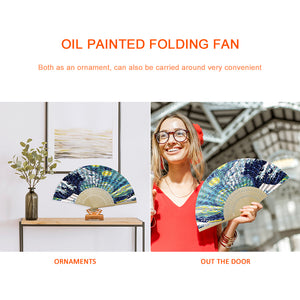 Waves - Painting By Numbers Folding Fan