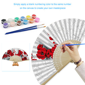 Rose - Painting By Numbers Folding Fan