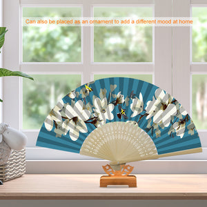 White Flower & Bird - Painting By Numbers Folding Fan