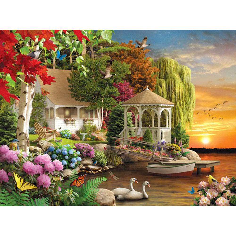 Garden 40x30cm(canvas) full round drill diamond painting