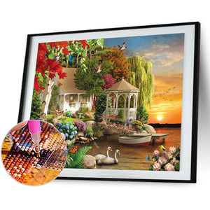 Garden 40x30cm(canvas) full round drill diamond painting